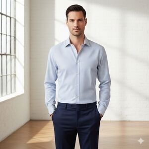 Daniel Cremieux Blue & White Striped Dress Shirt Size 16.5/33